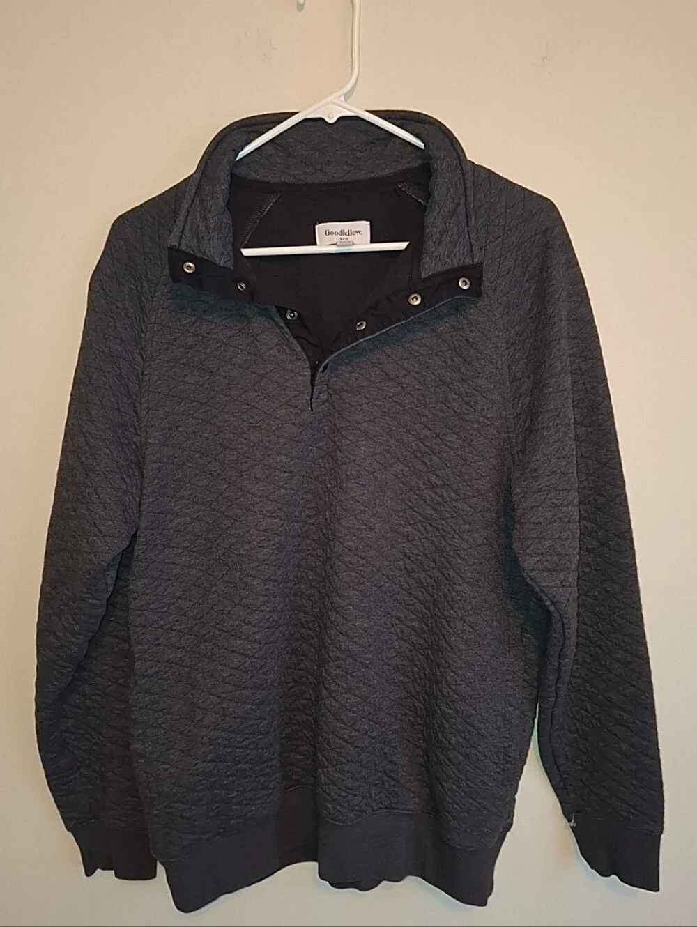 Goodfellow & Co Men's Quilted Charcoal Zip-Neck Sweater